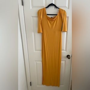 NWT Forever 21 Knit Maxi Long Sleeve Dress in Mustard